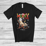 MacnyStore - Personalized Custom Name Merry And Chill; Lovely Christmas Holiday Vacation Santa Llama T-Shirt