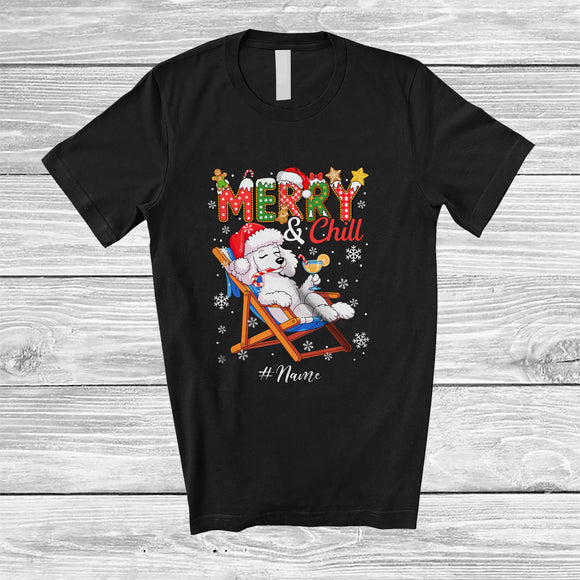 MacnyStore - Personalized Custom Name Merry And Chill; Lovely Christmas Holiday Vacation Santa Poodle T-Shirt
