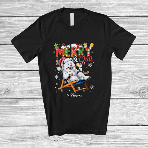 MacnyStore - Personalized Custom Name Merry And Chill; Lovely Christmas Holiday Vacation Santa Samoyed T-Shirt