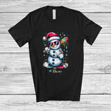 MacnyStore - Personalized Custom Name Snowman Playing Baseball; Amazing Christmas Drip Baseball Player Sport T-Shirt