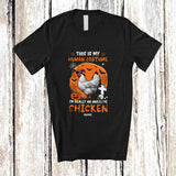 MacnyStore - Personalized Custom Name My Human Costume Chicken; Creepy Halloween Moon Animal Witch T-Shirt
