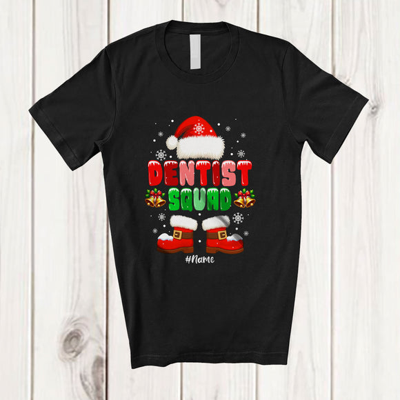 MacnyStore - Personalized Custom Name Dentist Squad; Awesome Christmas Santa Proud Jobs; Family T-Shirt