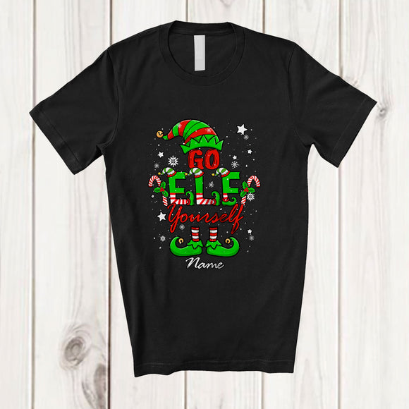 MacnyStore - Personalized Custom Name Go Elf Yourself; Sarcastic Christmas Elf Snowing Adult; Family T-Shirt
