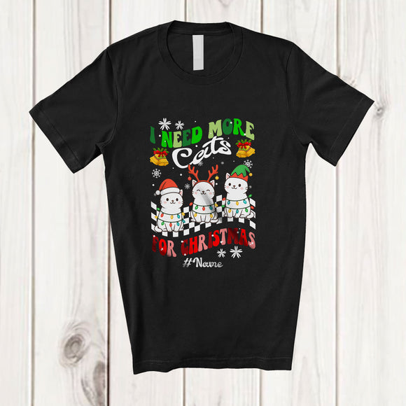 MacnyStore - Personalized Custom Name I Need More Cats; Lovely Christmas Three Cat Owner; Family T-Shirt