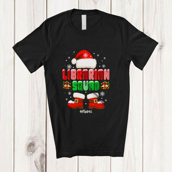 MacnyStore - Personalized Custom Name Librarian Squad; Awesome Christmas Santa Proud Jobs; Family T-Shirt