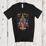 MacnyStore - Personalized Custom Name Merry Woofmas; Joyful Christmas Lights Santa Bulldog X-mas Tree T-Shirt