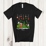MacnyStore - Personalized Custom Name Santa Sleigh Train With Christmas Tree; Joyful Pajama Family T-Shirt