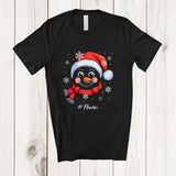 MacnyStore - Personalized Custom Name Christmas Snowman Face; Joyful X-mas Lights Snowing Family T-Shirt