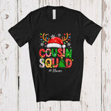 MacnyStore - Personalized Custom Name Cousin Squad; Lovely Christmas Lights Santa Reindeer; Family Group T-Shirt