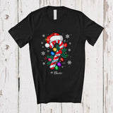 MacnyStore - Personalized Custom Name Santa Candy Canes; Amusing Christmas Lights Snowing; Family T-Shirt