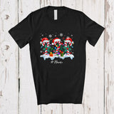 MacnyStore - Personalized Custom Name Three Santa Candy Canes; Amusing Christmas Lights Snowing; Family T-Shirt