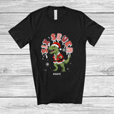 MacnyStore - Personalized Custom Name Six Seven; Amusing Christmas Santa T-Rex; X-mas Family Group T-Shirt