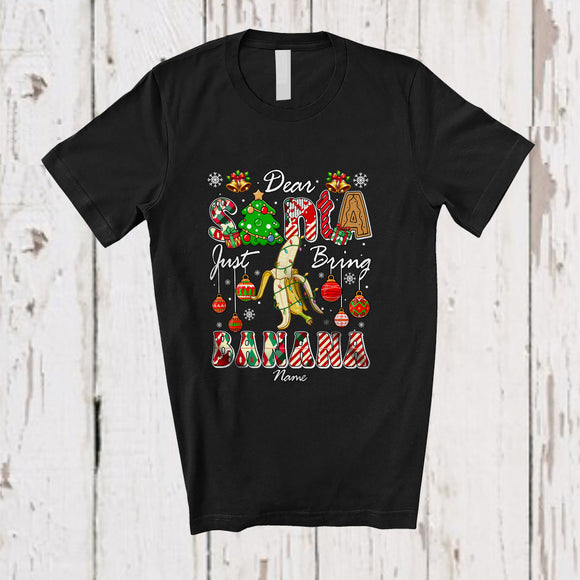 MacnyStore - Personalized Custom Name Santa Just Bring Banana; Awesome Christmas Tree Food; Family T-Shirt