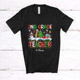MacnyStore - Personalized Custom Name 2nd Grade Teacher; Wonderful Christmas Snowman Pencil; Teaching T-Shirt