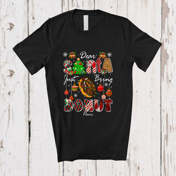 MacnyStore - Personalized Custom Name Santa Just Bring Donut; Awesome Christmas Tree Food; Family T-Shirt