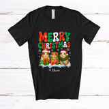 MacnyStore - Personalized Custom Name Merry Christmas; Lovely Three X-mas Guinea Pig; Snow Pajamas Family T-Shirt
