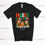 MacnyStore - Personalized Custom Name Merry Christmas; Lovely Three X-mas Hamster; Snow Pajamas Family T-Shirt