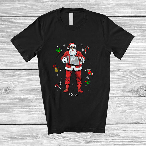 MacnyStore - Personalized Custom Name Santa Playing Accordion Player; Amazing Christmas Musical Instrument T-Shirt