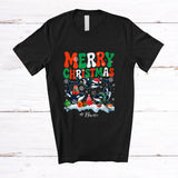 MacnyStore - Personalized Custom Name Merry Christmas; Lovely Three X-mas Orca; Snow Pajamas Family T-Shirt
