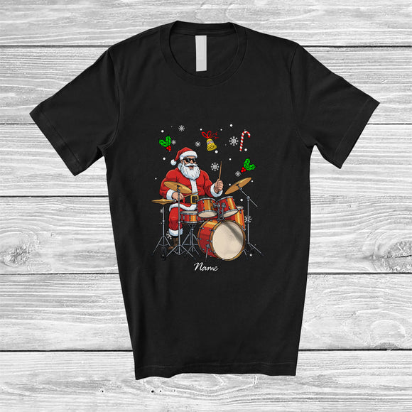 MacnyStore - Personalized Custom Name Santa Playing Drum Player; Amazing Christmas Musical Instrument T-Shirt