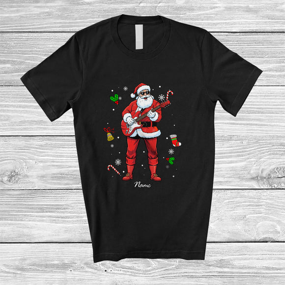 MacnyStore - Personalized Custom Name Santa Playing Guitar Player; Amazing Christmas Musical Instrument T-Shirt