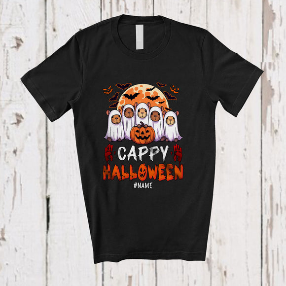 MacnyStore - Personalized Cappy Halloween; Happy Custom Name Capybara Ghost Boo; Family T-Shirt