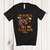 MacnyStore - Personalized Custom Name Thankful For Volleyball Player; Joyful Thanksgiving Turkey Sport T-Shirt