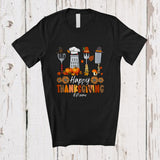 MacnyStore - Personalized Custom Name Happy Thanksgiving; Lovely Three Leopard Plaid Chef Tools T-Shirt