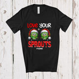 MacnyStore - Personalized Custom Name Love Your Sprouts; Humorous Christmas Adult Two Santa Brussel Sprouts T-Shirt