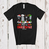 MacnyStore - Personalized Custom Name Merry Christmas; Lovely Three Leopard Plaid Santa Elf Chef Tools T-Shirt