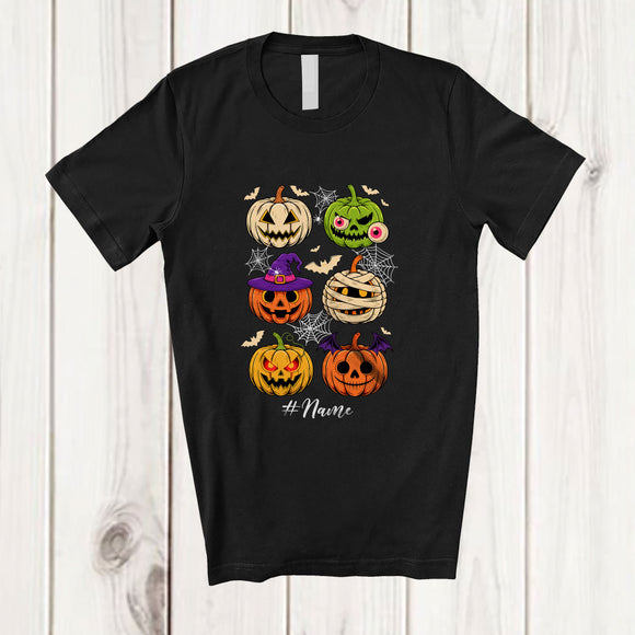 MacnyStore - Personalized Custom Name Carved Pumpkin Collection; Horror Halloween Boo Zombie; Family T-Shirt