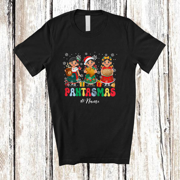 MacnyStore - Personalized Custom Name Pantasmas; Adorable Christmas Three Mexican Girl Pan Dulce; Family T-Shirt