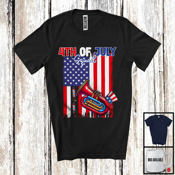 MacnyStore - 4th Of July Squad, Proud American Flag Tuba Player, Musical Instruments Patriotic Group T-Shirt