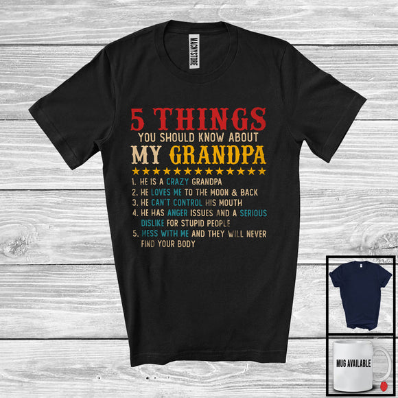 MacnyStore - 5 Things You Should Know About My Grandpa, Amazing Father's Day Vintage, Grandpa Family T-Shirt