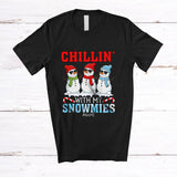 MacnyStore - Personalized Custom Name Chillin' With My Snowmies; Lovely Three Snowman Sunglasses; Teacher Family T-Shirt