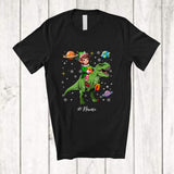 MacnyStore - Personalized Custom Name Elf Riding T-Rex; Awesome Christmas Elf In Space Galaxy T-Shirt