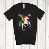MacnyStore - Personalized Custom Name Elf Riding Unicorn; Awesome Christmas Elf In Space Galaxy T-Shirt