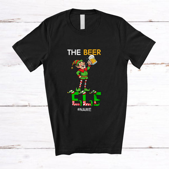 MacnyStore - Personalized Custom Name The Beer Elf; Awesome Christmas Beer Drinking Drunker T-Shirt