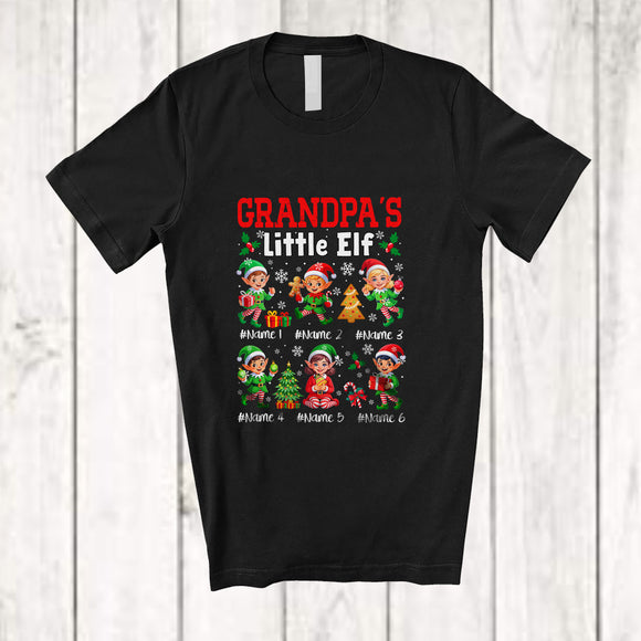 MacnyStore - Personalized Custom Name Grandpa's Little Elf; Amusing Christmas Snowing Elf Squad; Family T-Shirt