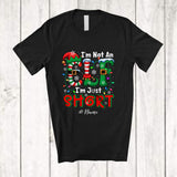 MacnyStore - Personalized Custom Name I'm Not An Elf I'm Just Short; Humorous Christmas Lights Snowing; Family T-Shirt