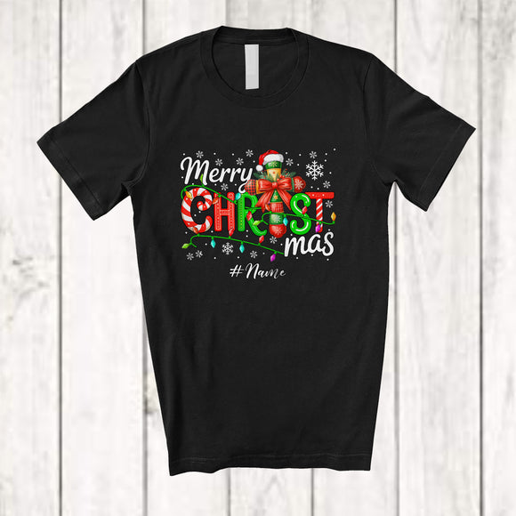 MacnyStore - Personalized Custom Name Merry Christ-mas; Amazing Christmas Santa Plaid Cross; Family T-Shirt