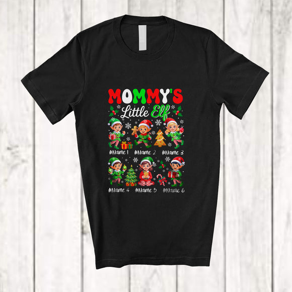 MacnyStore - Personalized Custom Name Mommy's Little Elf; Amusing Christmas Snowing Elf Squad; Family T-Shirt