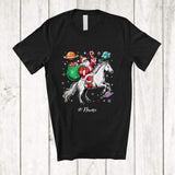 MacnyStore - Personalized Custom Name Santa Riding Horse; Awesome Christmas Santa In Space Galaxy T-Shirt
