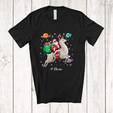 MacnyStore - Personalized Custom Name Santa Riding Llama; Awesome Christmas Santa In Space Galaxy T-Shirt