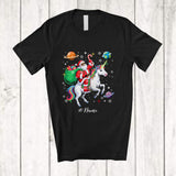 MacnyStore - Personalized Custom Name Santa Riding Unicorn; Awesome Christmas Santa In Space Galaxy T-Shirt