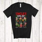 MacnyStore - Personalized Custom Name Uncle's Little Elf; Amusing Christmas Snowing Elf Squad; Family T-Shirt