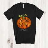 MacnyStore - Personalized Custom Name Fall Bulldog Pumpkin; Happy Thanksgiving Halloween Family T-Shirt