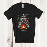 MacnyStore - Personalized Custom Name Book Christmas Tree; Adorable Gnome Reading Book; Librarian Teacher T-Shirt