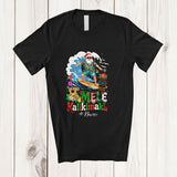 MacnyStore - Personalized Custom Name Mele Kalikimaka; Merry Christmas Hawaiian Santa Surfing Hawaii; Family T-Shirt