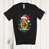 MacnyStore - Personalized Custom Name Santa Avocado Sunglasses; Joyful Christmas Lights Family Group T-Shirt